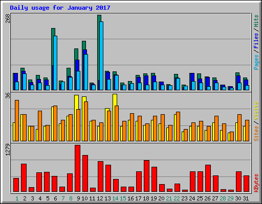 Daily usage for January 2017