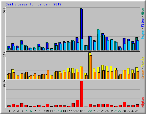 Daily usage for January 2019