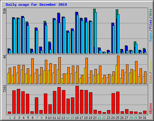 Daily usage for December 2019