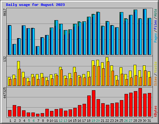 Daily usage for August 2023