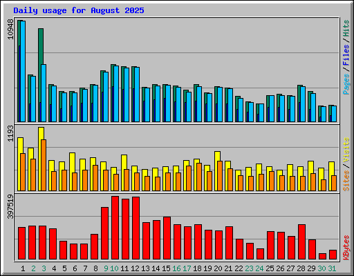 Daily usage for August 2025