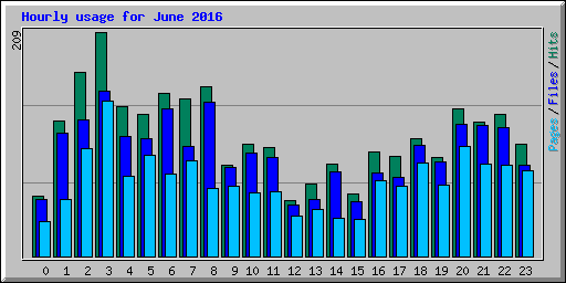 Hourly usage for June 2016